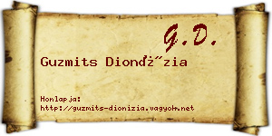 Guzmits Dionízia névjegykártya